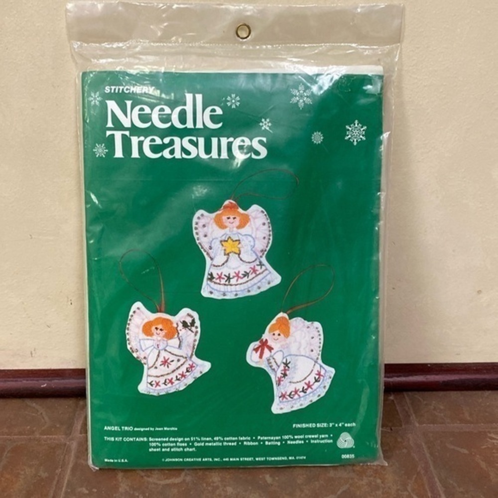 Vintage Needle Treasures Angel Trio Christmas Ornament Cross Stitch Set